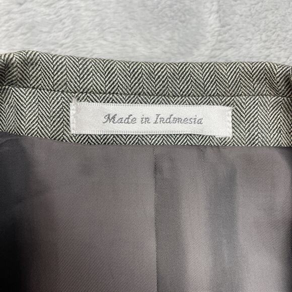 Lauren Ralph Lauren Herringbone Blazer Mens 44L Gray Silk Wool Blend Two Button - Picture 6 of 15